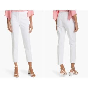 Kobi Halperin Women's White Ziva Stretch Cotton Blend Ankle Trousers Size 8